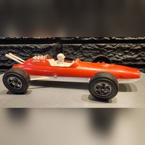 Hubley 1960's Grand Prix car metal and plastic. Red and white